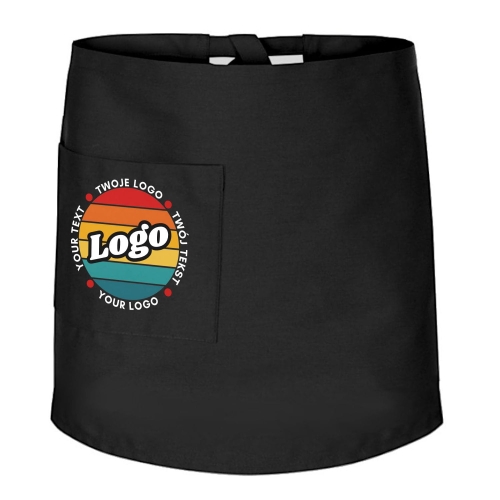 Zapaska kucharska krótka czarna wiązana długość 50cm z twoim nadrukiem logo.jpg