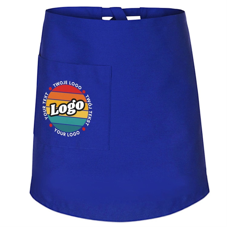 Zapaska kucharska krótka chabrowa wiązana długość 60cm z twoim nadrukiem logo.jpg