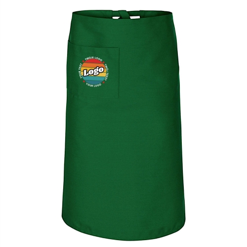Zapaska kucharska krótka zielona wiązana długość 75cm z twoim nadrukiem logo.jpg