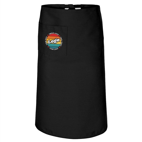 Zapaska kucharska krótka czarna wiązana długość 75cm z twoim nadrukiem logo.jpg