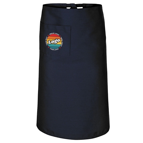Zapaska kucharska krótka granatowa wiązana długość 75cm z twoim nadrukiem logo.jpg