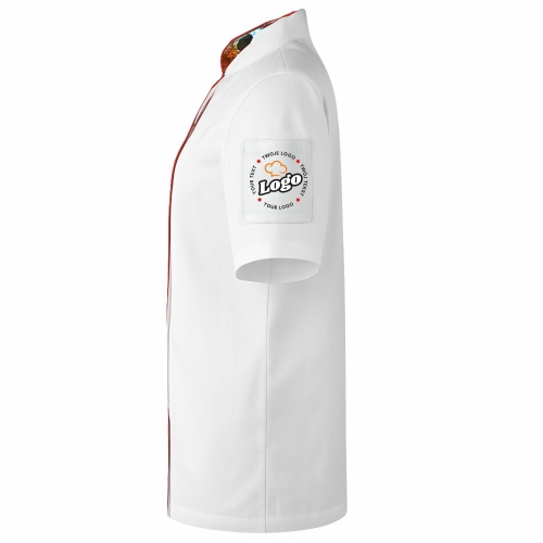 Bluza kucharska damska biała Master chef z twoim własnym nadrukiem logo kreator online lewy bok.jpg