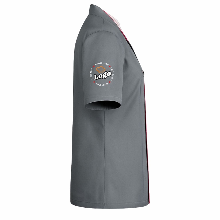 Bluza kucharska damska szara Master chef z twoim własnym nadrukiem logo kreator online prawy bok.jpg