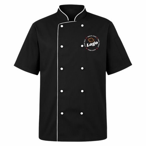 Bluza kucharska czarna z białą lamówką męska z twoim własnym nadrukiem kreator online przód.jpg