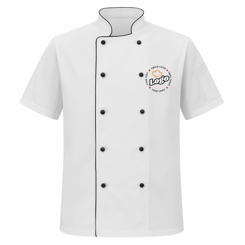Bluza kucharska biała z czarną lamówką męska z twoim własnym nadrukiem kreator online przód.jpg