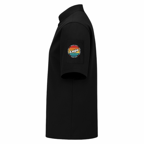 Bluza kucharska czarna z guzikami krótki rękaw z Twoim własnym nadrukiem lewy bok.jpg
