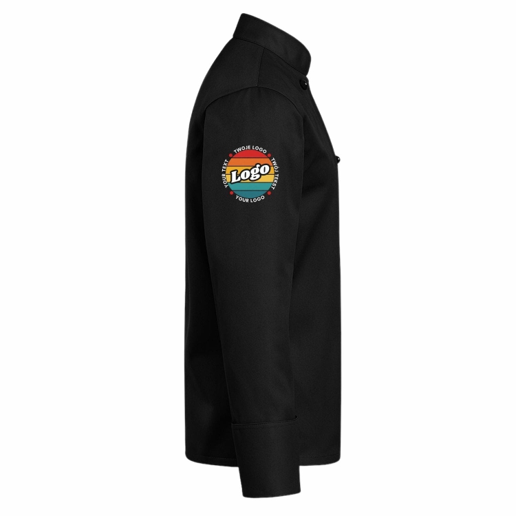 Bluza kucharska czarna z guzikami długi rękaw z Twoim własnym nadrukiem prawy bok.jpg