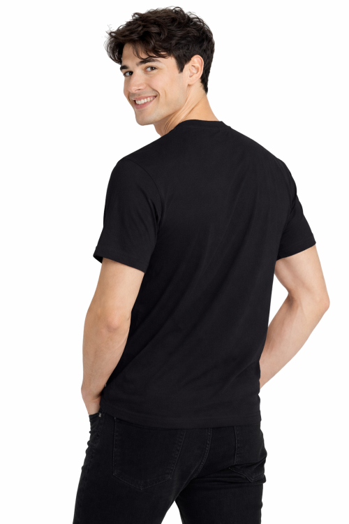 T-shirt męski z krótkim rękawem gramatura 190g czarny widok z tyłu.png