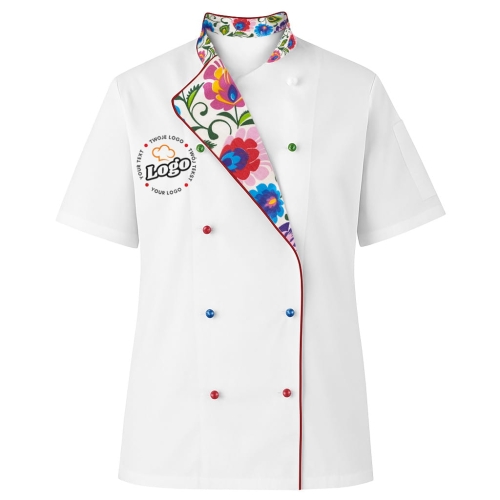 Bluza kucharska damska czarnadługi rękaw Master chef z twoim własnym nadrukiem logo kreator online W5 przód.jpg